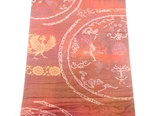  獅子狩文模様織出し袋帯